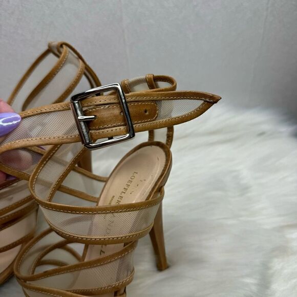 Loeffler Randall Paige Mesh Nude Strappy Heel 7.5 - Picture 3 of 9